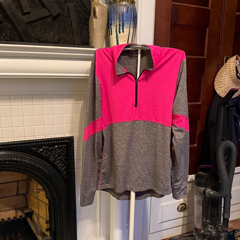 BCG Vibrant Pink and Gray Quarter-Zip Wirkout Top- worn a‎ few times. 59 retail